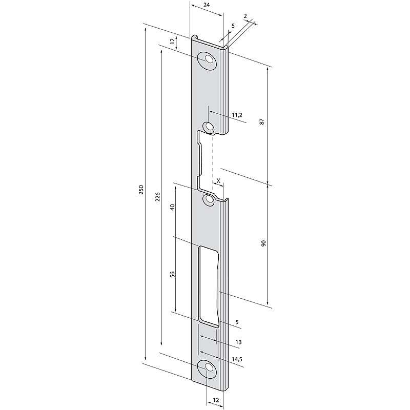 Image du produit TÊTIÈRE DE GÂCHE ÉLECTRIQUE TYPE 391 - POUR MENUISERIE PVC - DIN GAUCHE